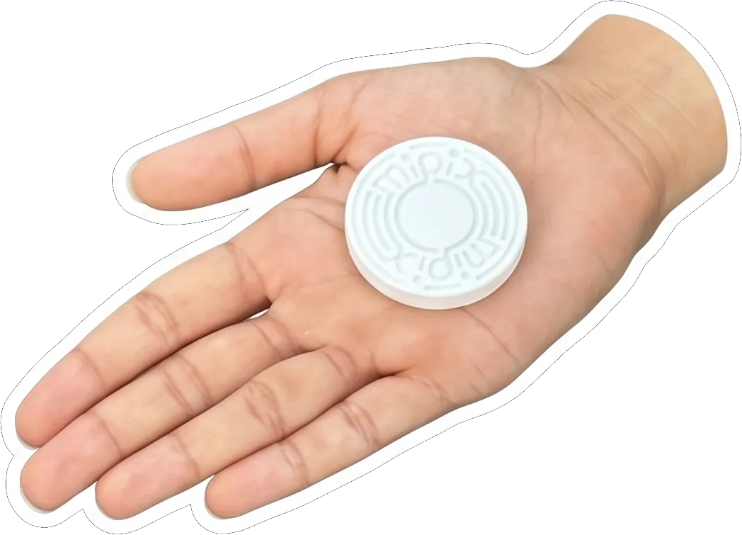Record resting in the palm of a hand